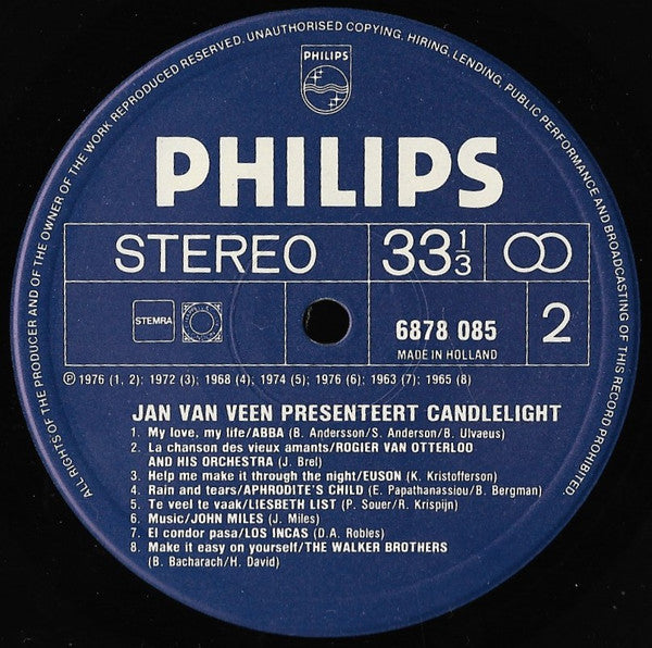 Various : Jan Van Veen Presenteert: Candlelight (2xLP, Comp)
