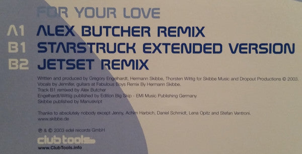 Starstruck Feat. Jennifer* : For Your Love (12")
