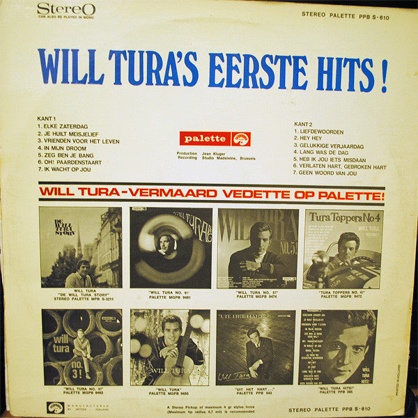 Will Tura : Will Tura's Eerste Hits ! (LP,Compilation,Stereo)