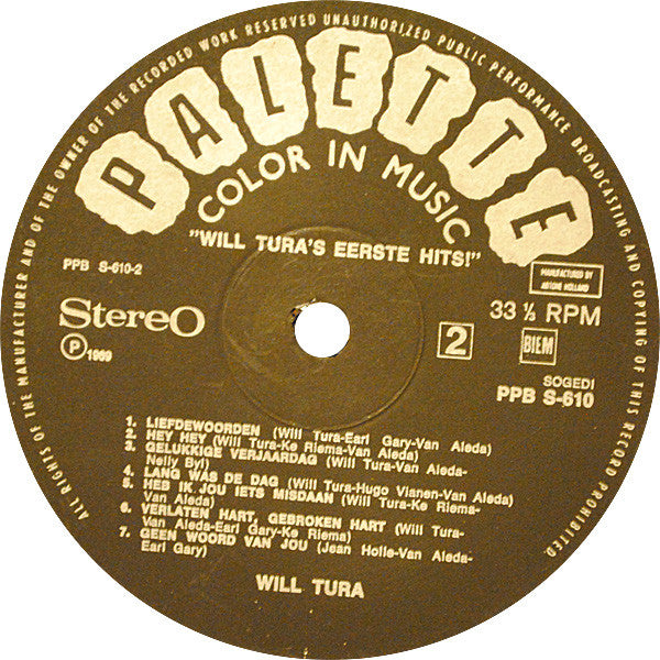 Will Tura : Will Tura's Eerste Hits ! (LP,Compilation,Stereo)