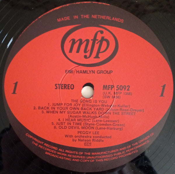 Peggy Lee : Peggy Lee (LP, Album, RE)