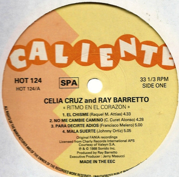 Celia Cruz & Ray Barretto : Ritmo En El Corazon (LP, Album, RE)
