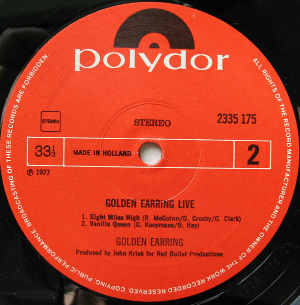 Golden Earring - Live (2xLP, Album, Gat) - De Platen Aap – Vinylwinkel in Brielle & online webshop voor muziekliefhebbers