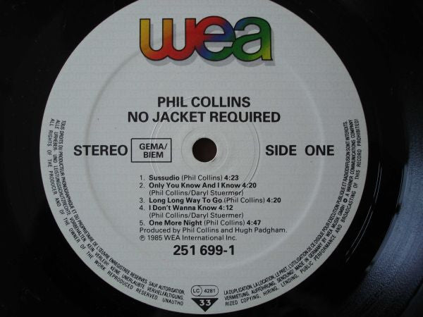 Phil Collins : No Jacket Required (LP,Album,Club Edition,Stereo)