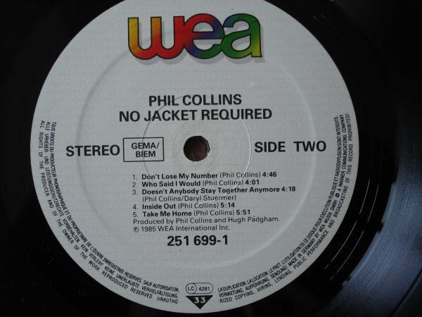 Phil Collins : No Jacket Required (LP,Album,Club Edition,Stereo)