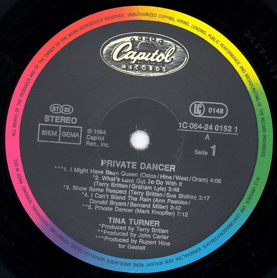 Tina Turner : Private Dancer (LP, Album)