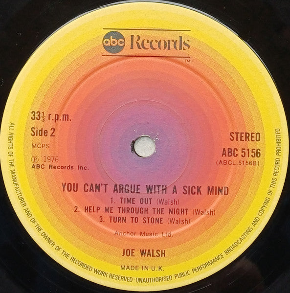 Joe Walsh : You Can't Argue With A Sick Mind (LP, Album, Tra)