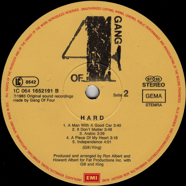 Gang Of 4* : Hard (LP, Album)