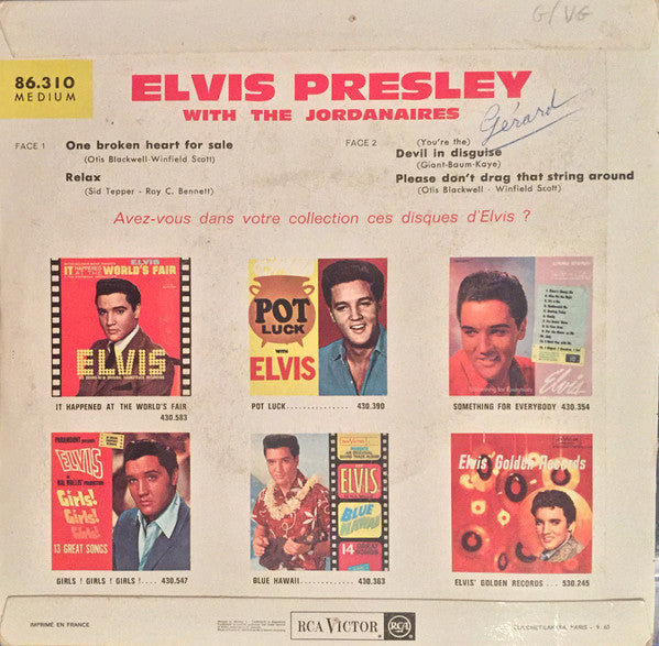 Elvis* With The Jordanaires : One Broken Heart For Sale (7", EP, Mono)