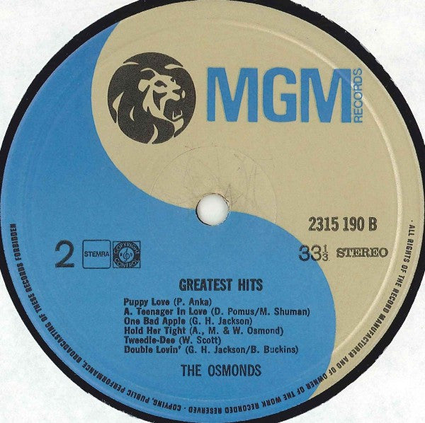 Osmonds* : Greatest Hits (LP, Comp)