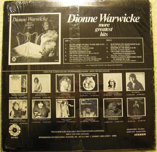 Dionne Warwicke* : More Greatest Hits (LP, Comp)