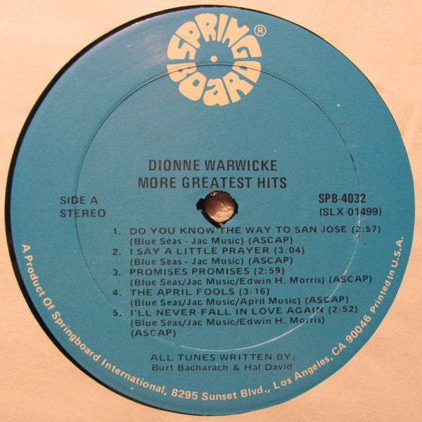 Dionne Warwicke* : More Greatest Hits (LP, Comp)