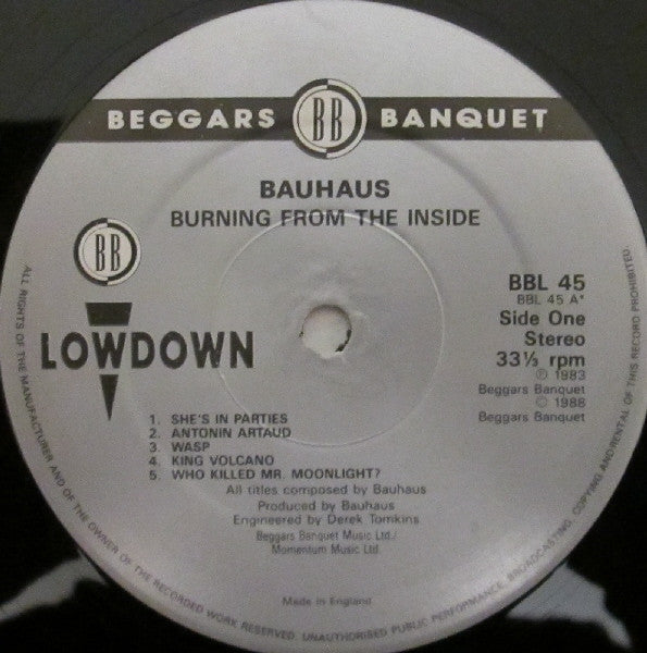 Bauhaus : Burning From The Inside (LP, Album, RE)
