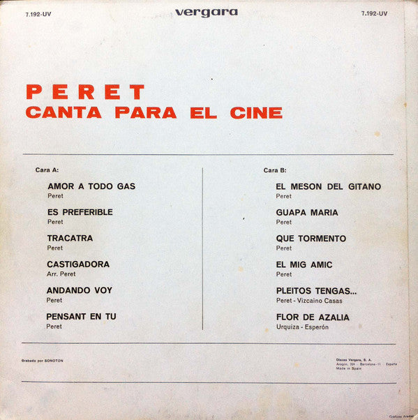 Peret : Canta Para El Cine (LP, Comp)