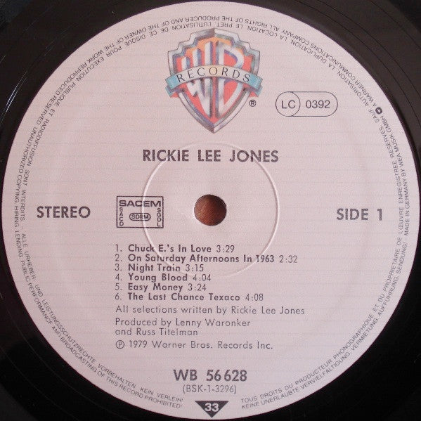 Rickie Lee Jones : Rickie Lee Jones (LP, Album, RE)