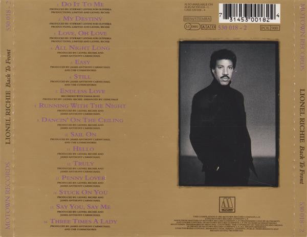 Lionel Richie - Back To Front (CD, Comp) - De Platen Aap – Vinylwinkel in Brielle & online webshop voor muziekliefhebbers