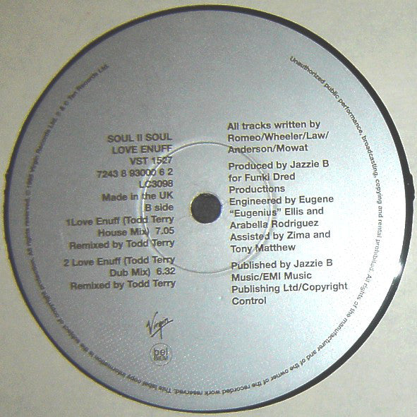 Soul II Soul - Love Enuff (12") - De Platen Aap – Vinylwinkel in Brielle & online webshop voor muziekliefhebbers