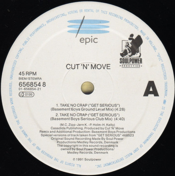 Cut 'N' Move - Take No Crap ("Get Serious") (12", Maxi) - De Platen Aap – Vinylwinkel in Brielle & online webshop voor muziekliefhebbers
