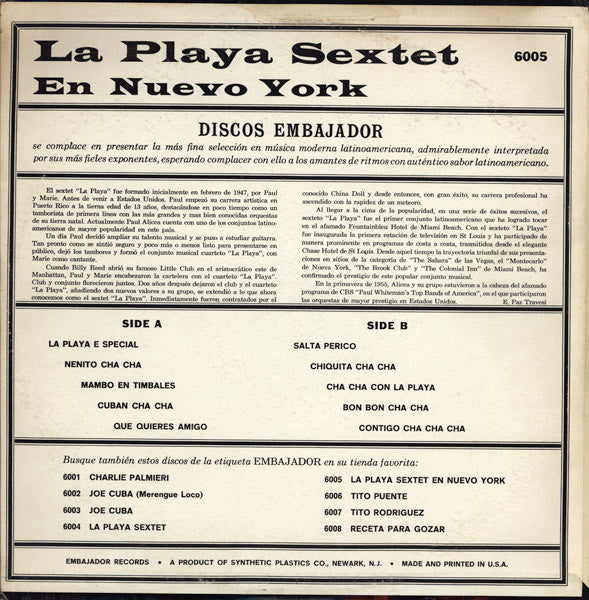 La Playa Sextet : En Nueva York (LP, Album)