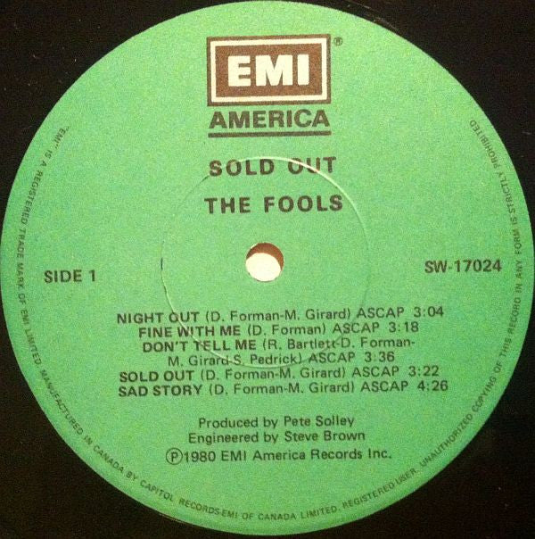 The Fools : Sold Out (LP, Album)