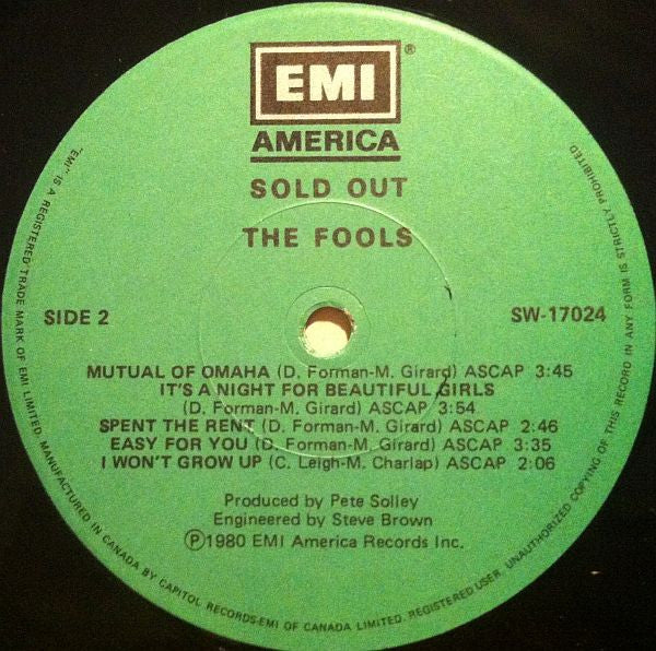 The Fools : Sold Out (LP, Album)
