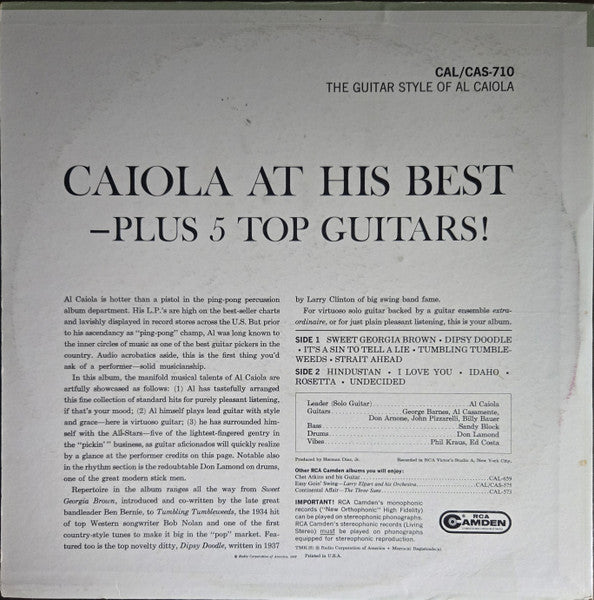 Al Caiola : The Guitar Style Of Al Caiola (LP, Album)