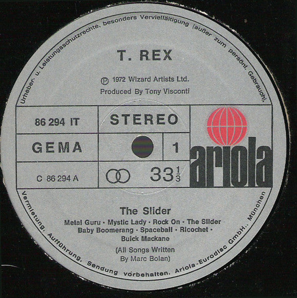T. Rex : The Slider (LP, Album)