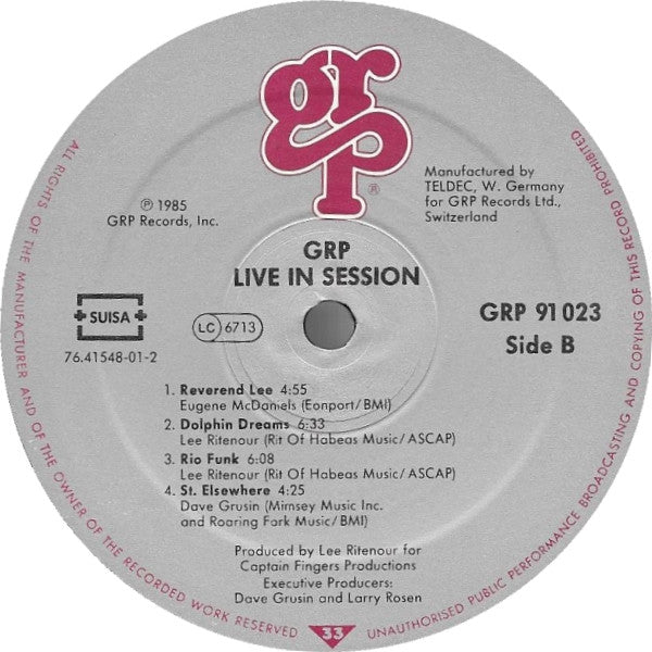 Dave Grusin / Lee Ritenour / Diane Schuur / Dave Valentin : GRP Live In Session (LP, Album)
