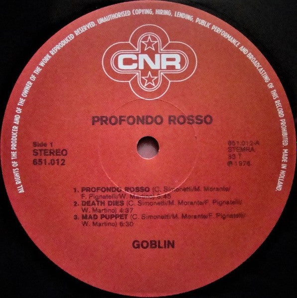 Goblin : Profondo Rosso (Colonna Sonora Originale Del Film) (LP, Album)