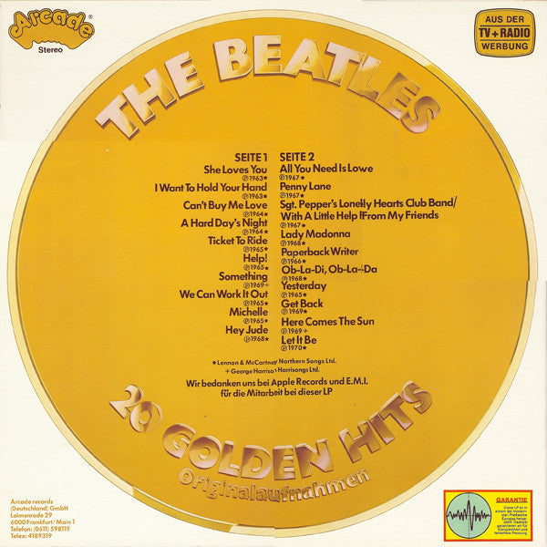 The Beatles : 20 Golden Hits (LP, Comp)