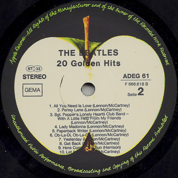 The Beatles : 20 Golden Hits (LP, Comp)