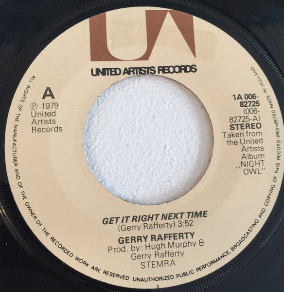 Gerry Rafferty : Get It Right Next Time (7", Single)