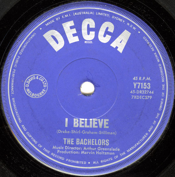 The Bachelors : I Believe (7", Single)
