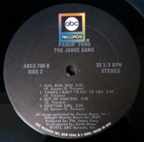 James Gang : Passin' Thru (LP,Album,Stereo)