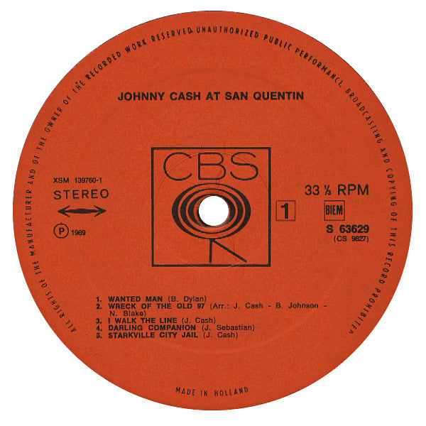 Johnny Cash : Johnny Cash At San Quentin (LP, Album)