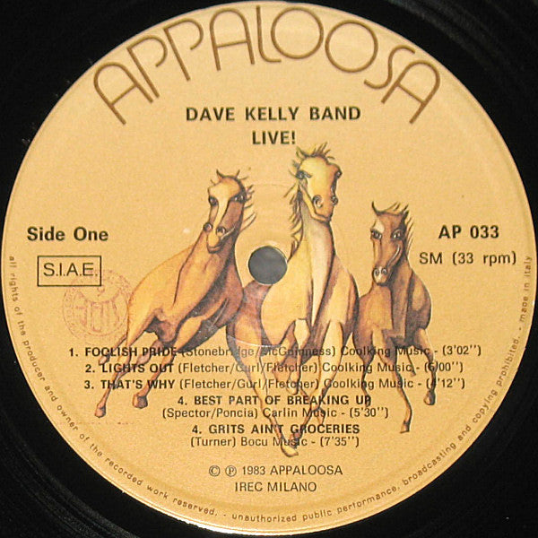 Dave Kelly Band* : Live! (LP, Album)