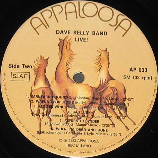 Dave Kelly Band* : Live! (LP, Album)