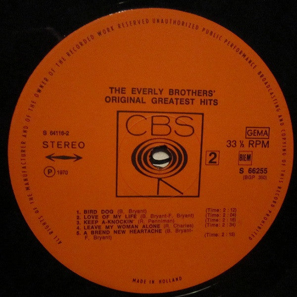 The Everly Brothers* : The Everly Brothers' Original Greatest Hits (2xLP, Comp)