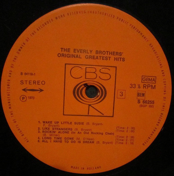 The Everly Brothers* : The Everly Brothers' Original Greatest Hits (2xLP, Comp)