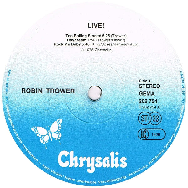 Robin Trower : Robin Trower Live! (LP, Album, RE)