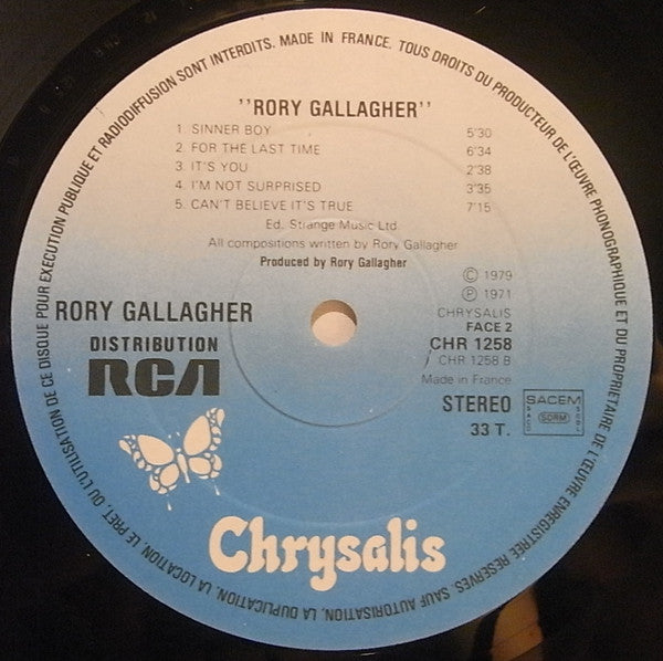 Rory Gallagher : Rory Gallagher (LP, Album, RE)