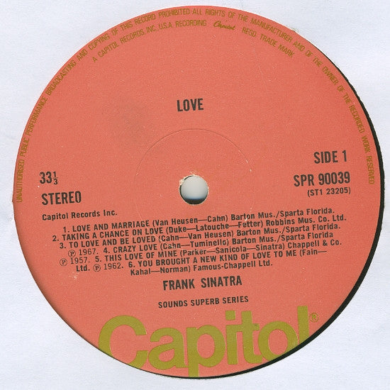 Frank Sinatra : Love (LP,Compilation)