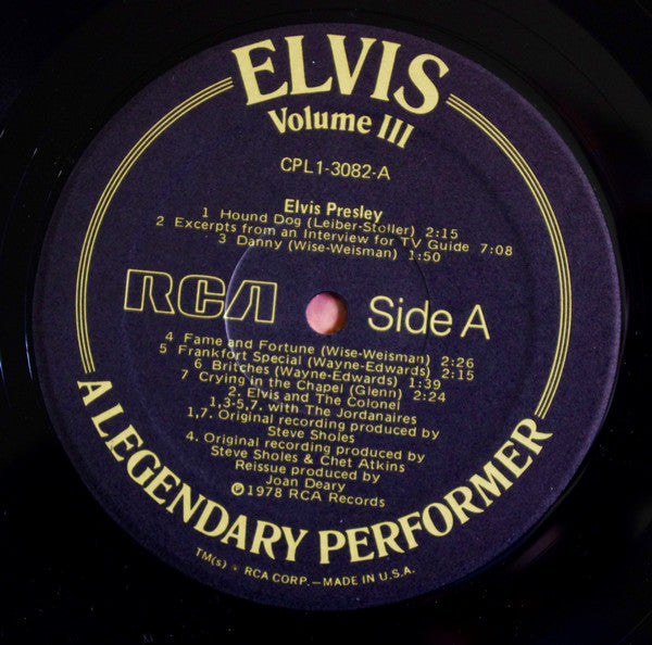 Elvis Presley : A Legendary Performer - Volume 3 (LP,Compilation)