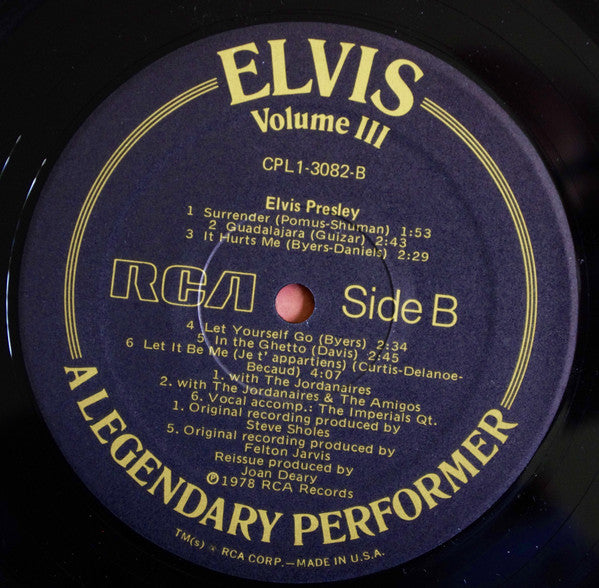 Elvis Presley : A Legendary Performer - Volume 3 (LP,Compilation)
