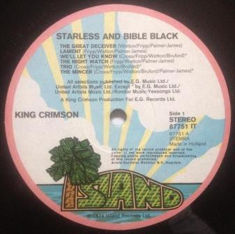 King Crimson : Starless And Bible Black (LP, Album)