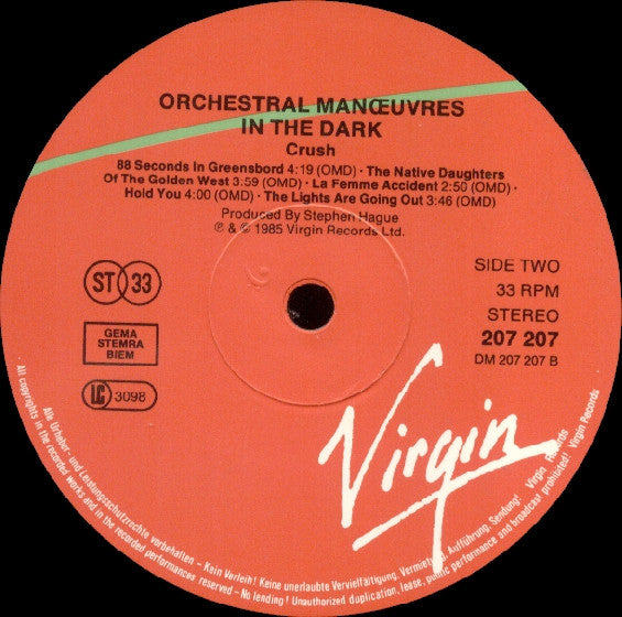 Orchestral Manœuvres In The Dark* : Crush (LP, Album)