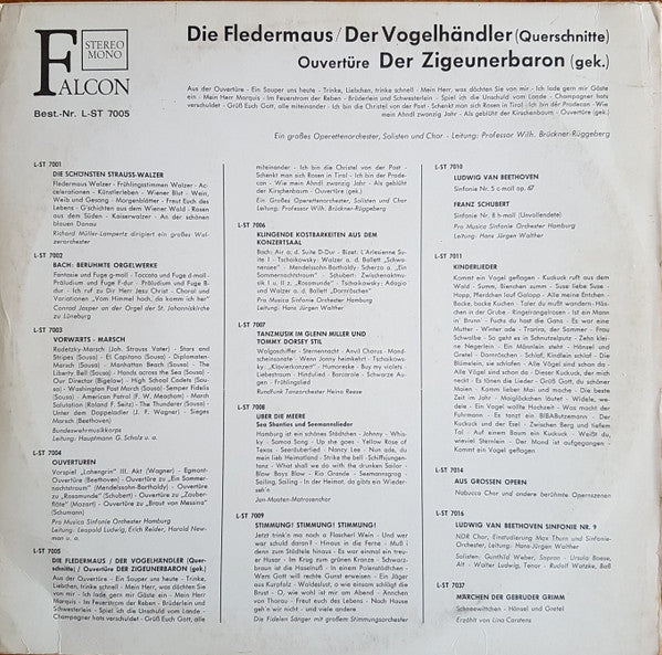 Johann Strauss Jr., Carl Zeller, Orchester Wilhelm Brückner-Rüggeberg , Solisten Und Chor Wilhelm Brückner-Rüggeberg Leitung: Wilhelm Brückner-Rüggeberg : Die Fledermaus / Der Zigeunerbaron / Der Vogelhändler (LP)