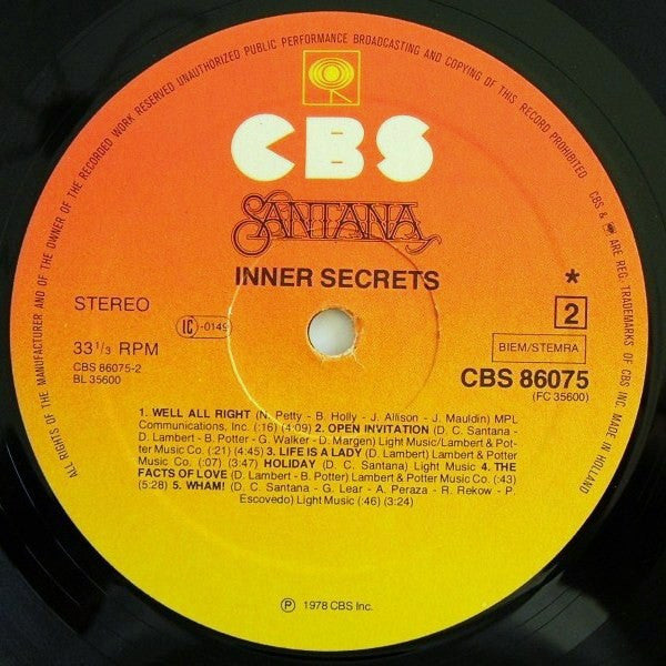 Santana : Inner Secrets (LP,Album,Stereo)