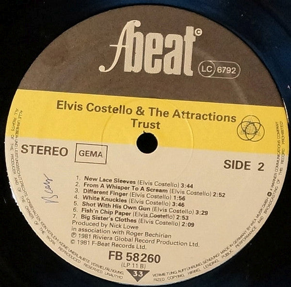 Elvis Costello And The Attractions* : Trust (LP, Album)