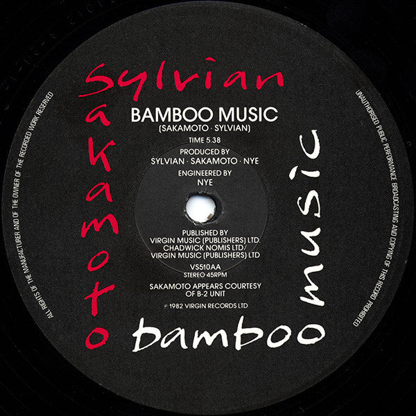 Ryuichi Sakamoto & David Sylvian : Bamboo Houses ∙ Bamboo Music (12", Single, CBS)